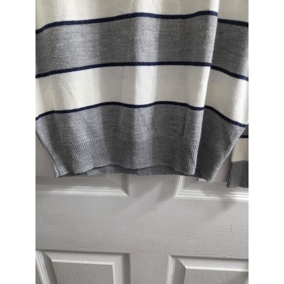 Cedar Wood State Mens Medium Grey Whit Navy Stripe Long Sleeve Striped Sweater - Picture 5 of 6